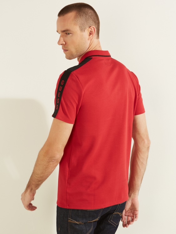 Chili Red Guess Pique Logo Tape Polo