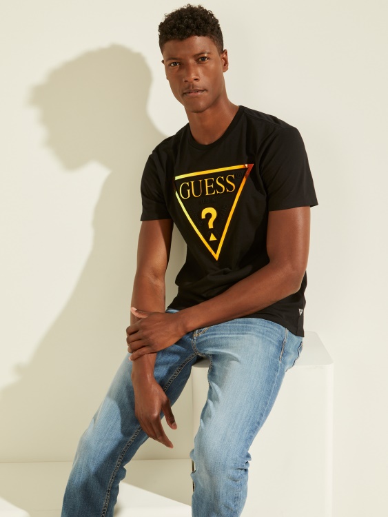 тениска с холограмно лого на Guess