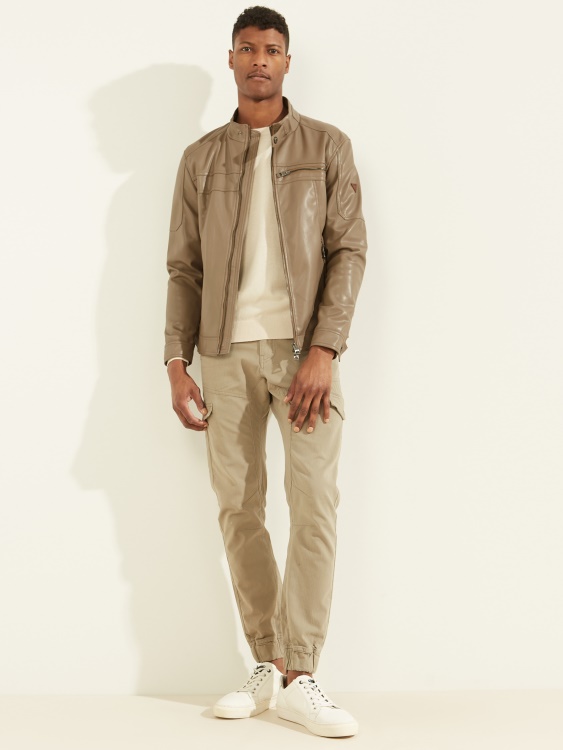 велосипедистко яке от орехова черупка от изкуствена кожа Guess