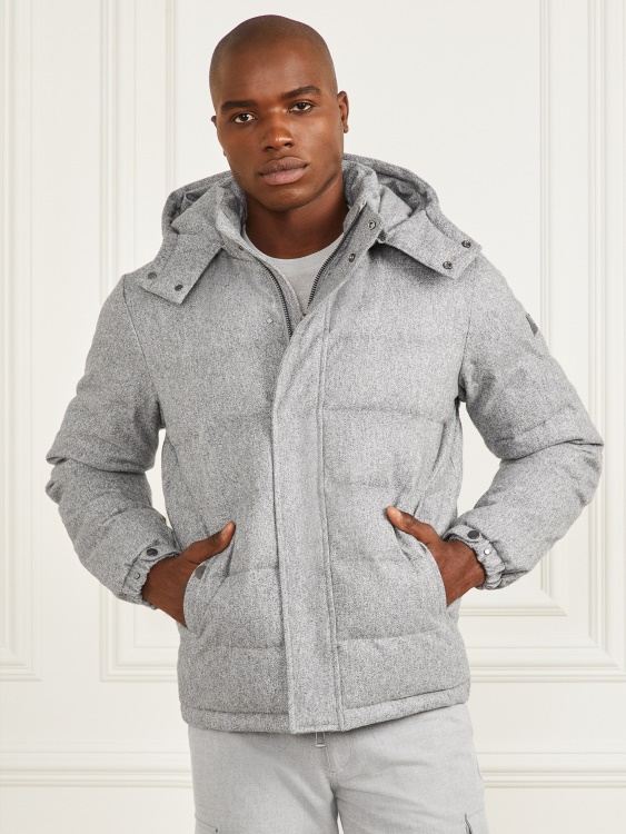 сиво меланжево яке с качулка Guess тип рибена кост