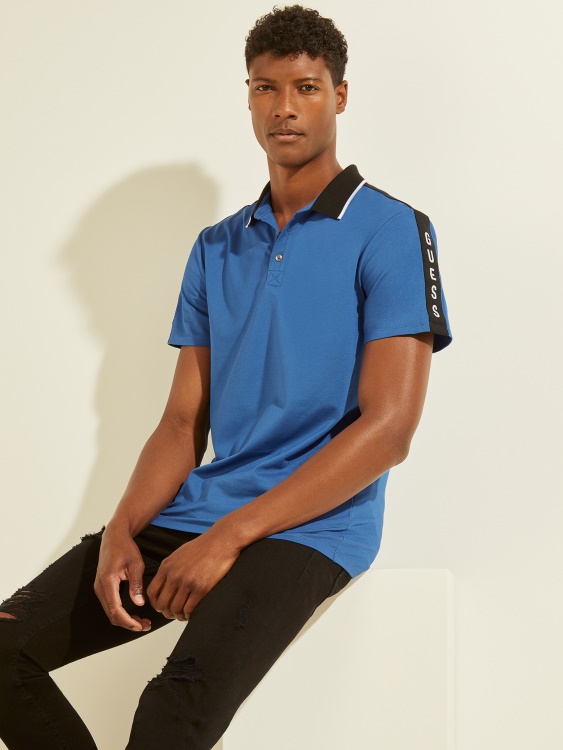 Pique Logo Tape Polo Guess електрически сапфир