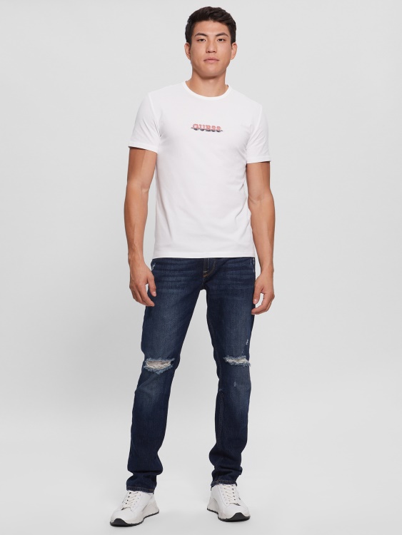 чисто бяла тениска с лого Guess Maksim