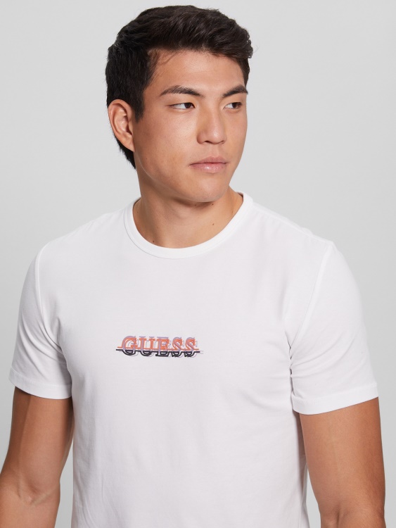 чисто бяла тениска с лого Guess Maksim