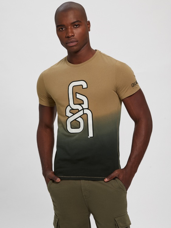 Guess Filip Dip-dye лого тениска макиато и черно комбо
