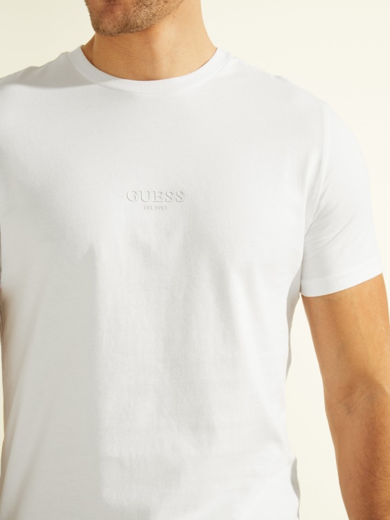 чисто бяла тениска с лого Guess Eco Aidy