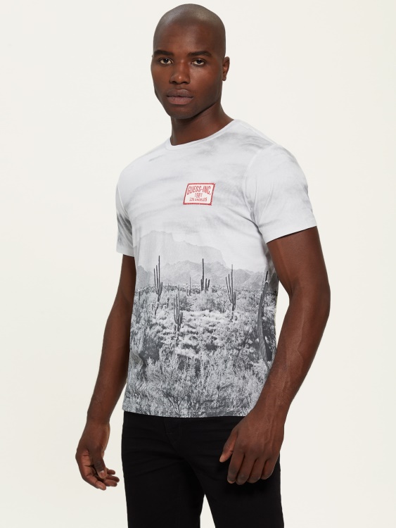 чисто бяла мулти еко пустинна тениска за снимка Guess