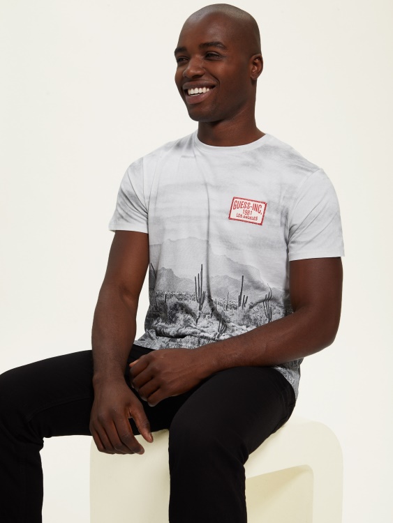 чисто бяла мулти еко пустинна тениска за снимка Guess