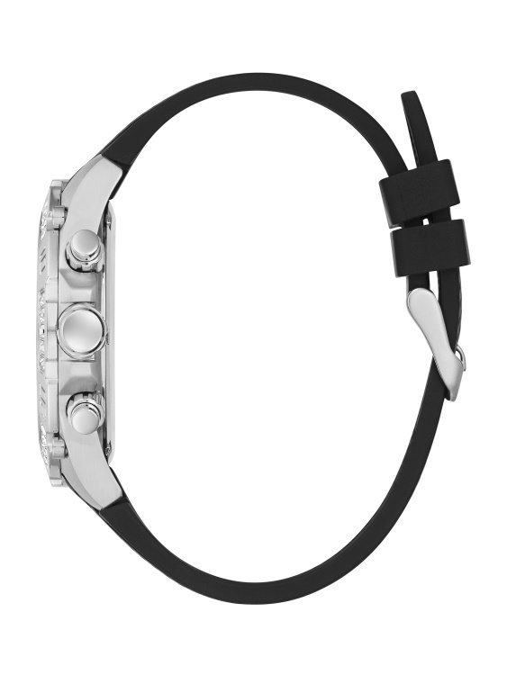 сребрист тон и черен часовник с тахиметър Guess Multi