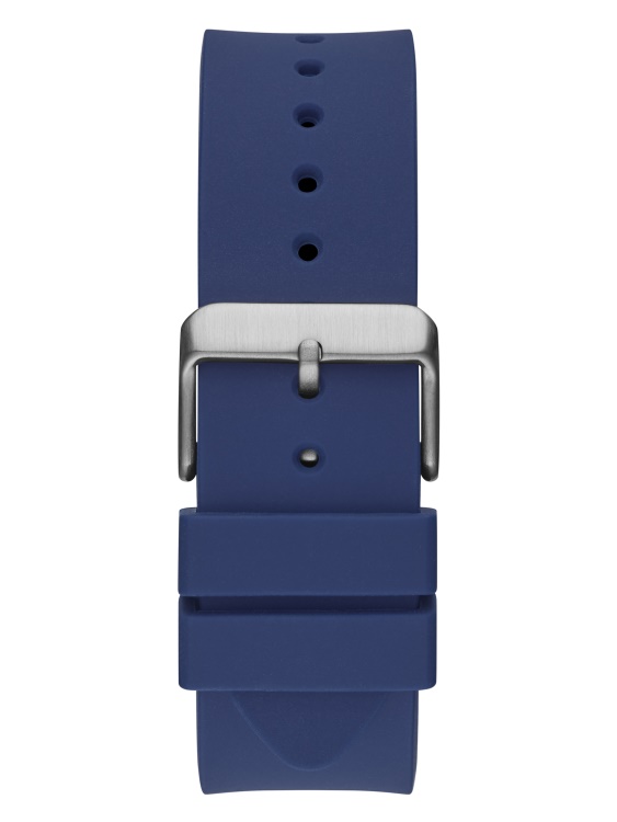 Мултифункционален часовник с розово злато и син силикон Guess