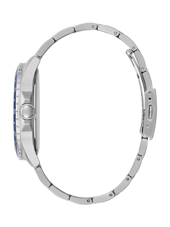 сребрист тон и син спортен часовник Guess Multi