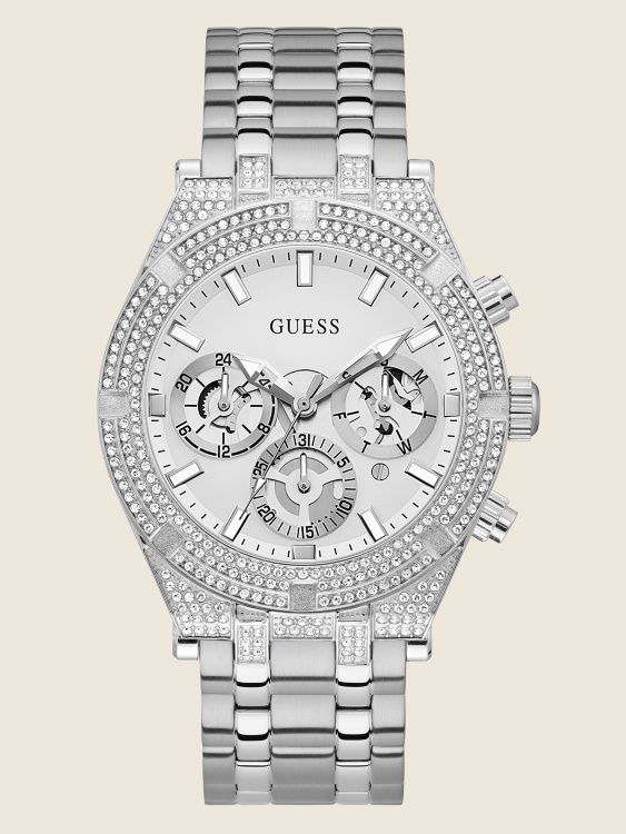 Silver Guess мултифункционален часовник с открит циферблат в сребрист цвят