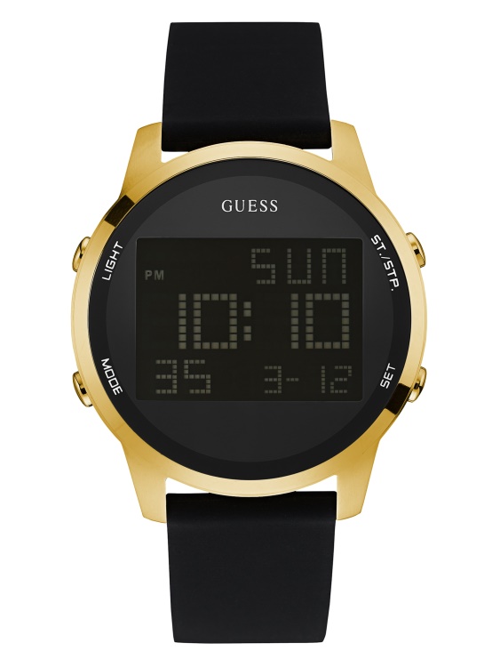 черен и златен дигитален часовник хронограф Guess No Color