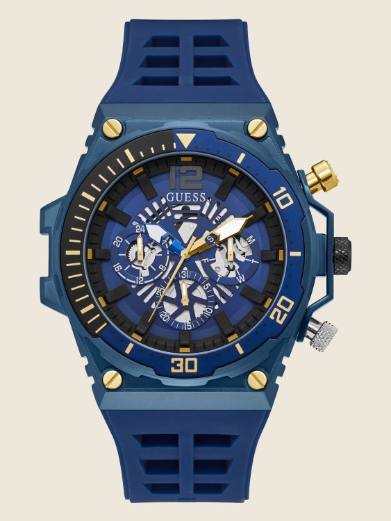 Blue Guess мултифункционален часовник със син открит циферблат