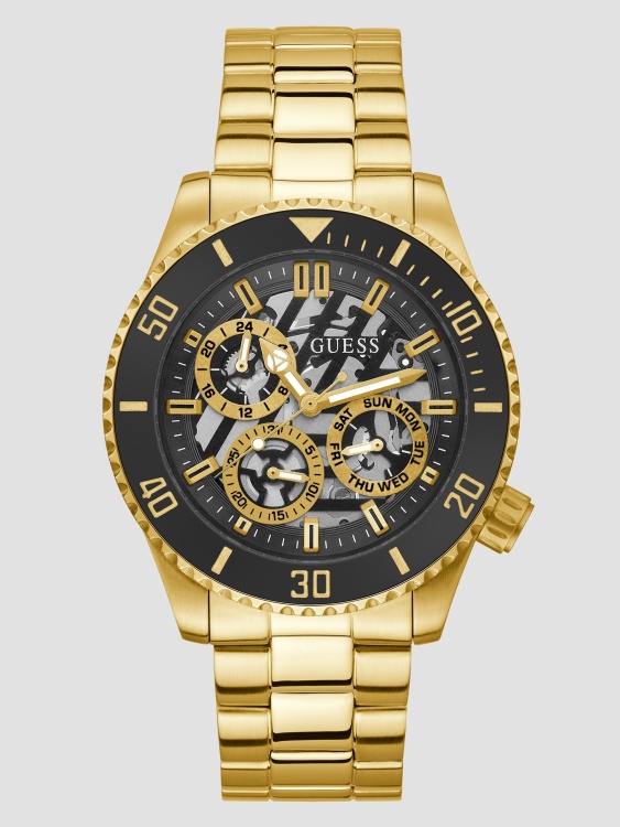 Guess златен златист и черен многофункционален часовник