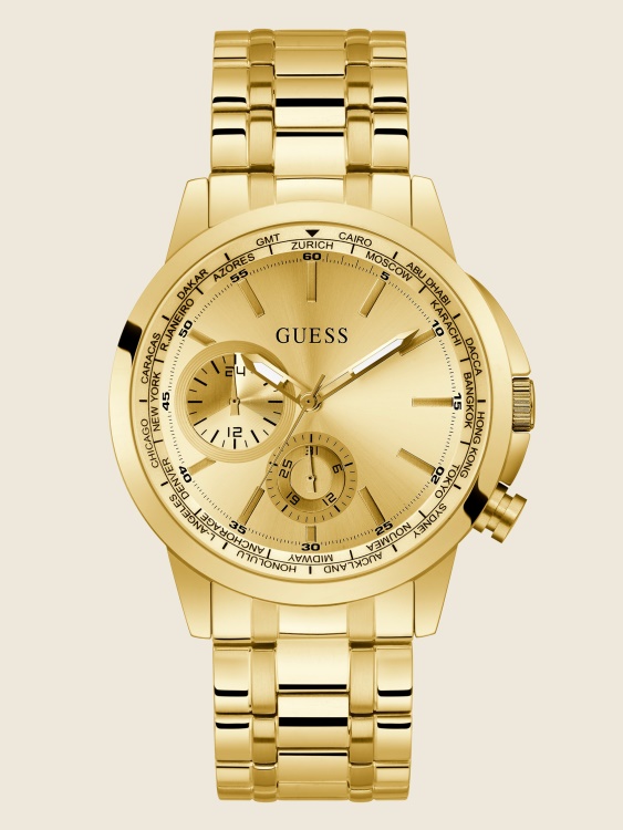 златен многофункционален часовник със златист цвят Guess