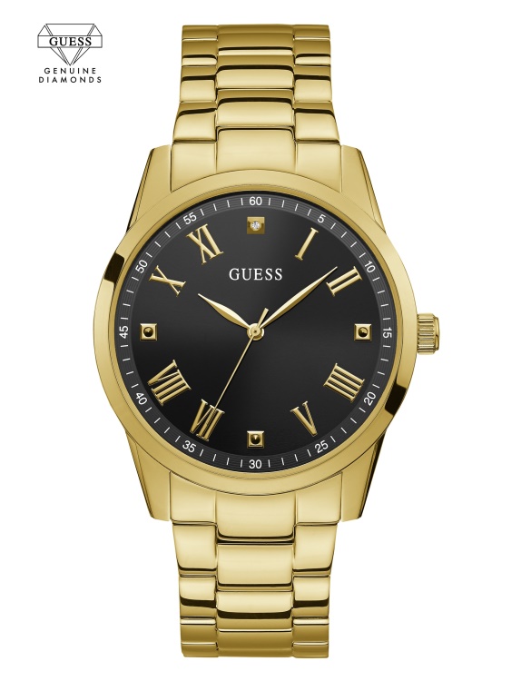 златист аналогов диамантен часовник Guess Gold
