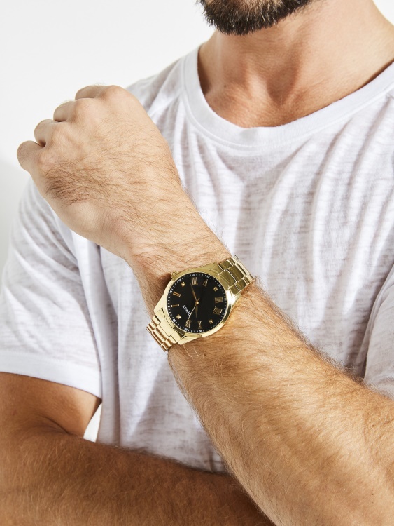 златист аналогов диамантен часовник Guess Gold