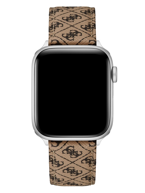 кафява кожена лента с лого 38-40 Mm за часовник Apple Guess кафява
