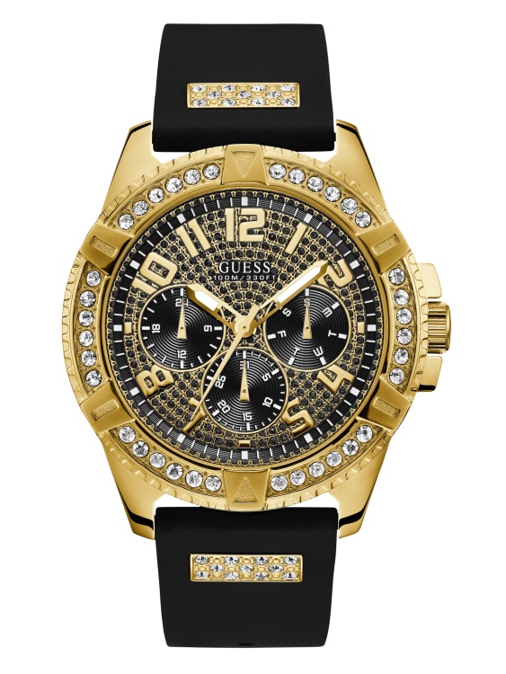 многофункционален часовник Guess черен златен тон