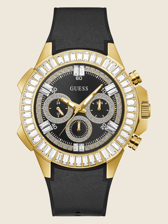 златист и черен многофункционален часовник Black Guess