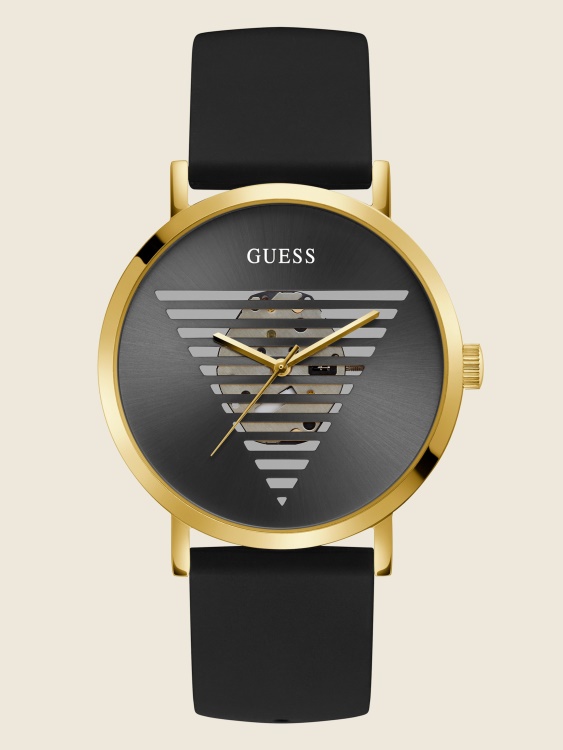 черен и златист аналогов часовник Black Guess