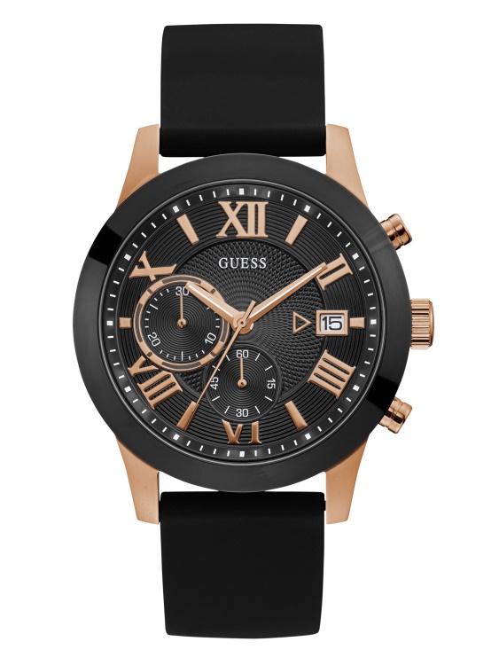 черен и розово златен многофункционален часовник Black1 Guess