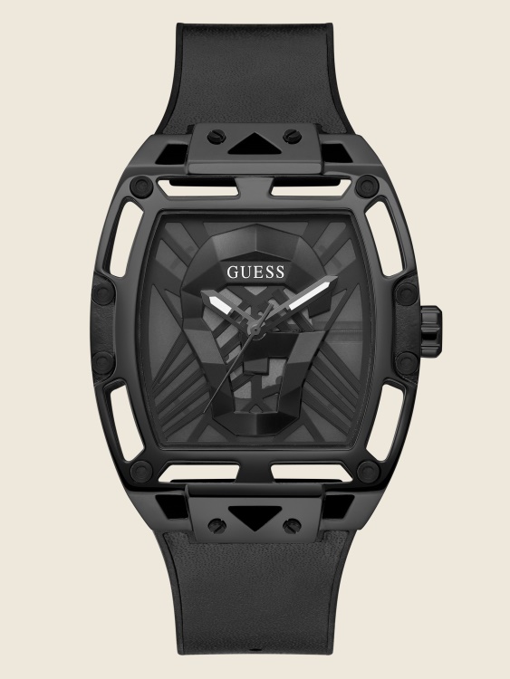 черен аналогов изрязан часовник Guess Black