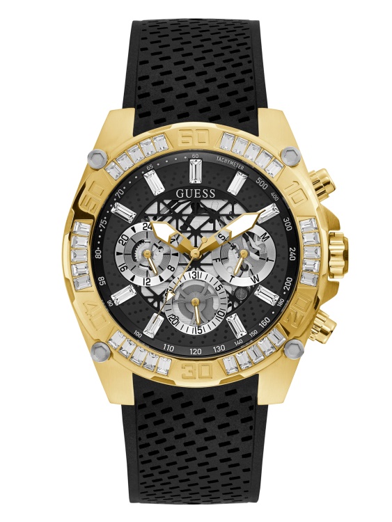 много златни и черни тахиметър часовник Guess