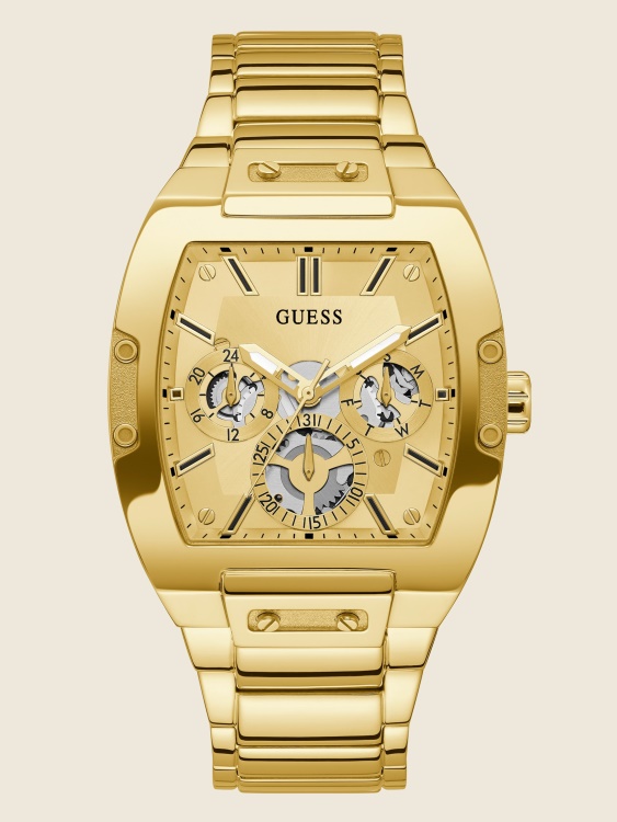 Gold Guess мултифункционален часовник с открит циферблат в златист тон