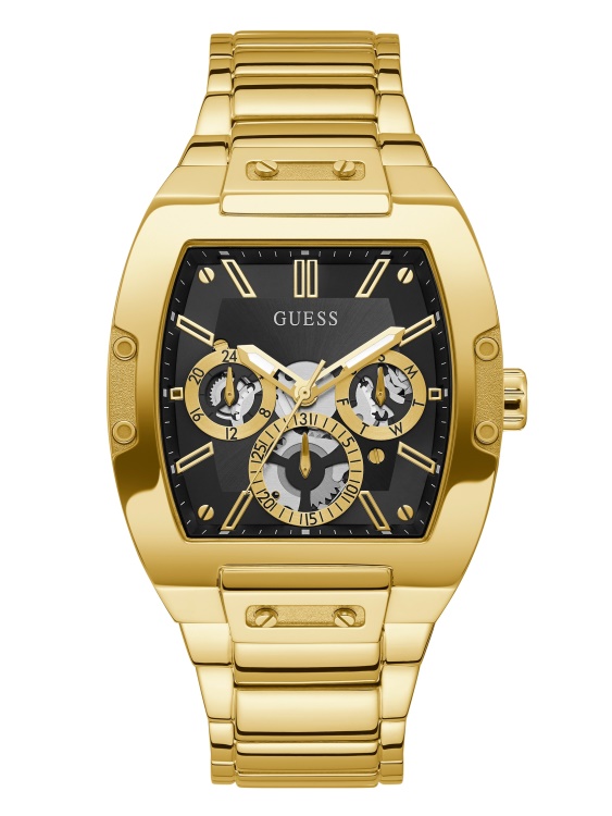 Мулти черен и златист квадратен мултифункционален часовник Guess