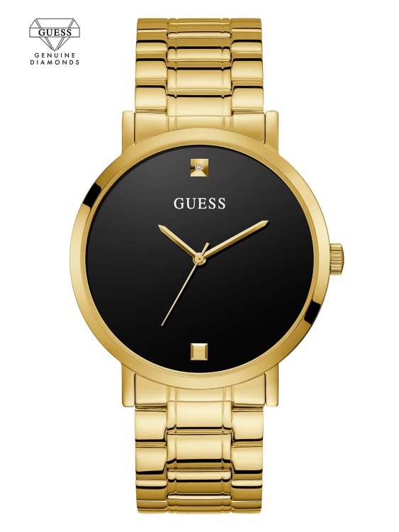 Gold Guess аналогов часовник със златни тонове и черен диамант