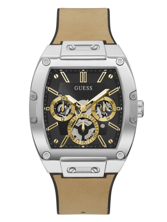 многофункционален часовник Guess в сребрист цвят и черен