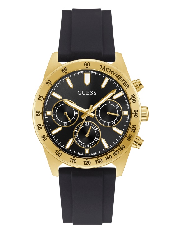 мултифункционален многофункционален часовник в черен и златист цвят Guess