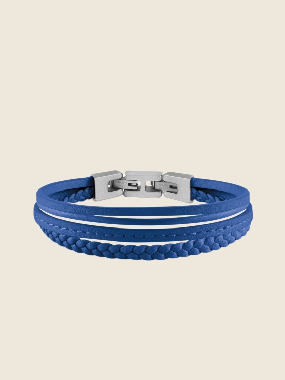 синя кожена многонишкова гривна Guess Blue