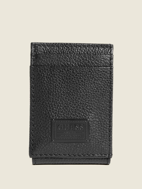 Bishop магнитен сгъваем портфейл Guess черен