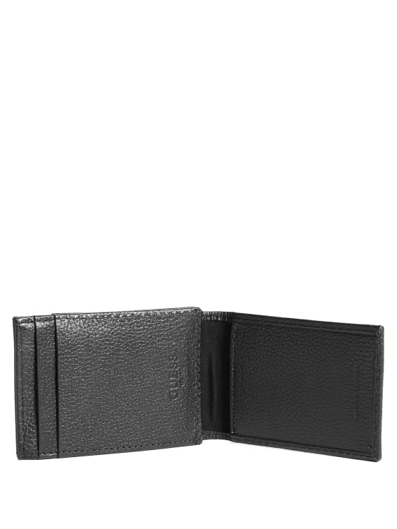 Bishop магнитен сгъваем портфейл Guess черен