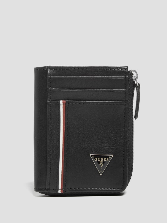 черен Mathias портфейл с половин цип Guess