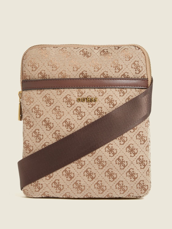 лого жакард плосък Crossbody Guess бамбук