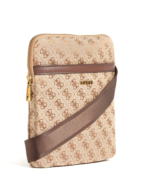 лого жакард плосък Crossbody Guess бамбук