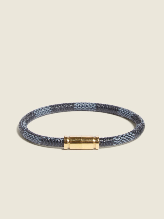 кожена двуцветна гривна черен Guess