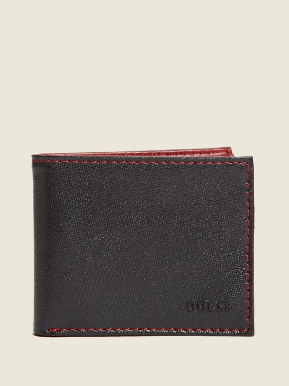 контрастен шев Slimfold портфейл Guess черно