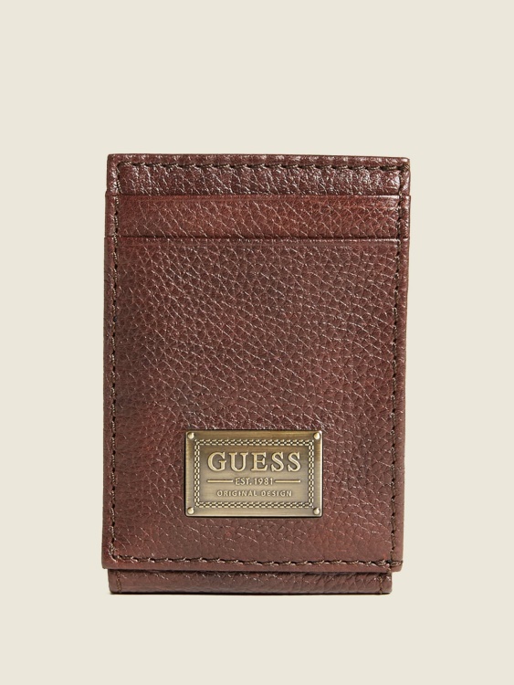 кафяв портфейл с магнитно сгъване Guess Bishop