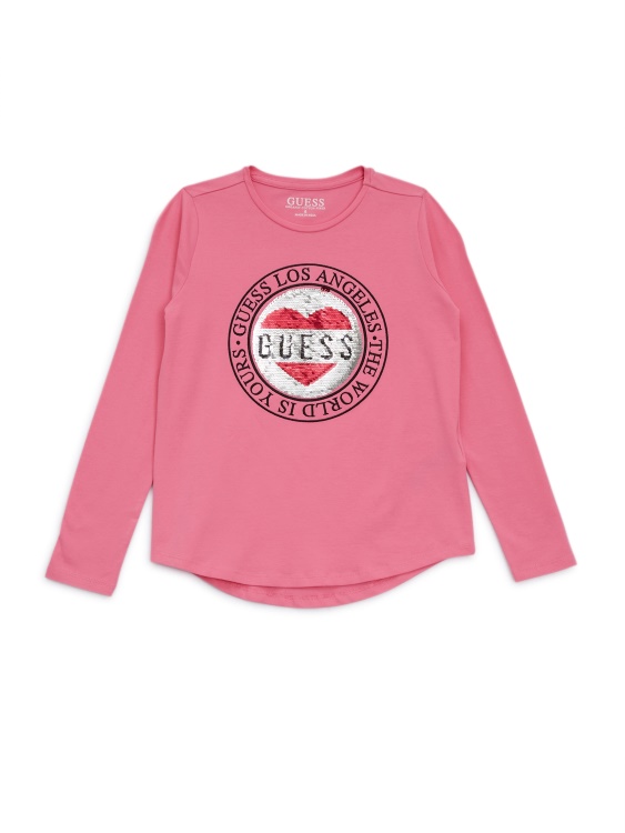 Тениска с дълга ръка с обърнати пайети (7-16) Guess Nebula Pink