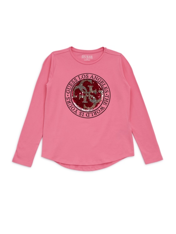 Тениска с дълга ръка с обърнати пайети (7-16) Guess Nebula Pink