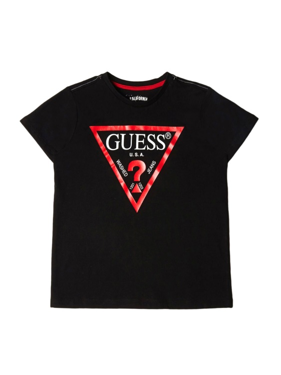 тениска с лого на Guess Kids (7-14) тъмночерна
