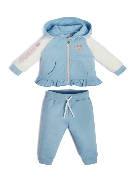горнище с мече с качулка и панталон (0-24 м) Baby Sky Guess