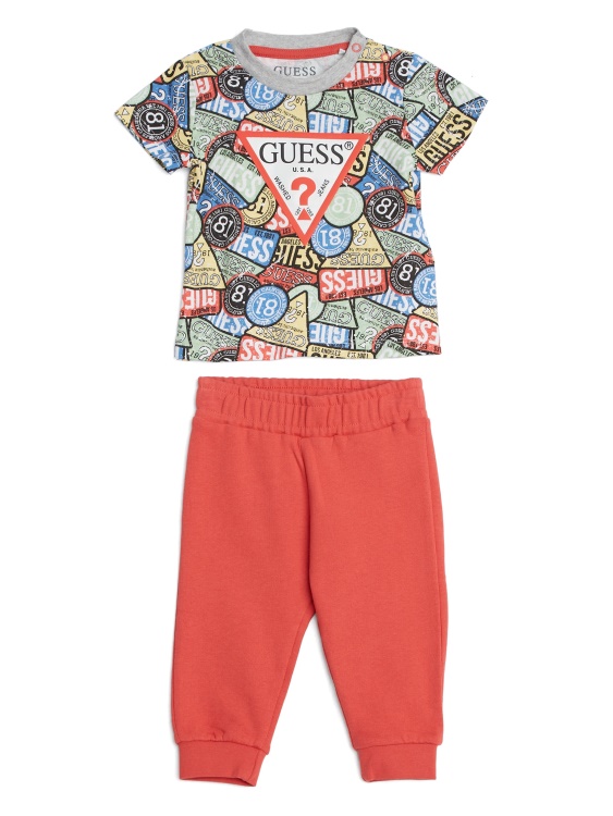 Комплект тениска с щампа и панталон (0-24 м) Guess P064