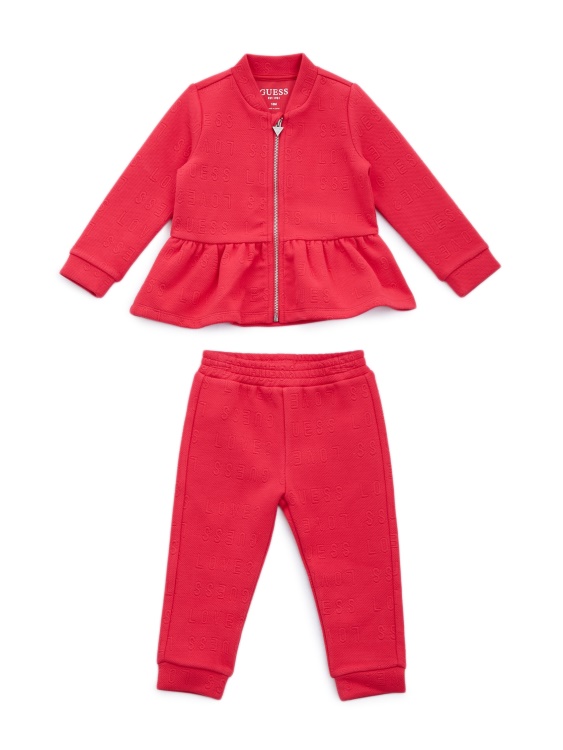 комплект сако и панталон с цип с лого (3-18 м) Guess Pink рокер розов