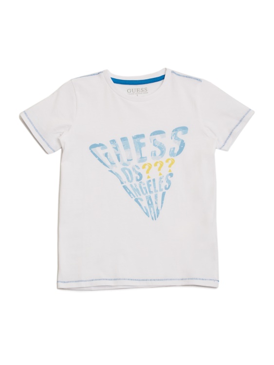 чисто бяла тениска с акварелно лого Guess (7-16)